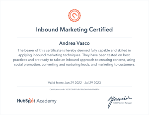 Certificado Hubspot Andrea Certificado Hubspot Andrea