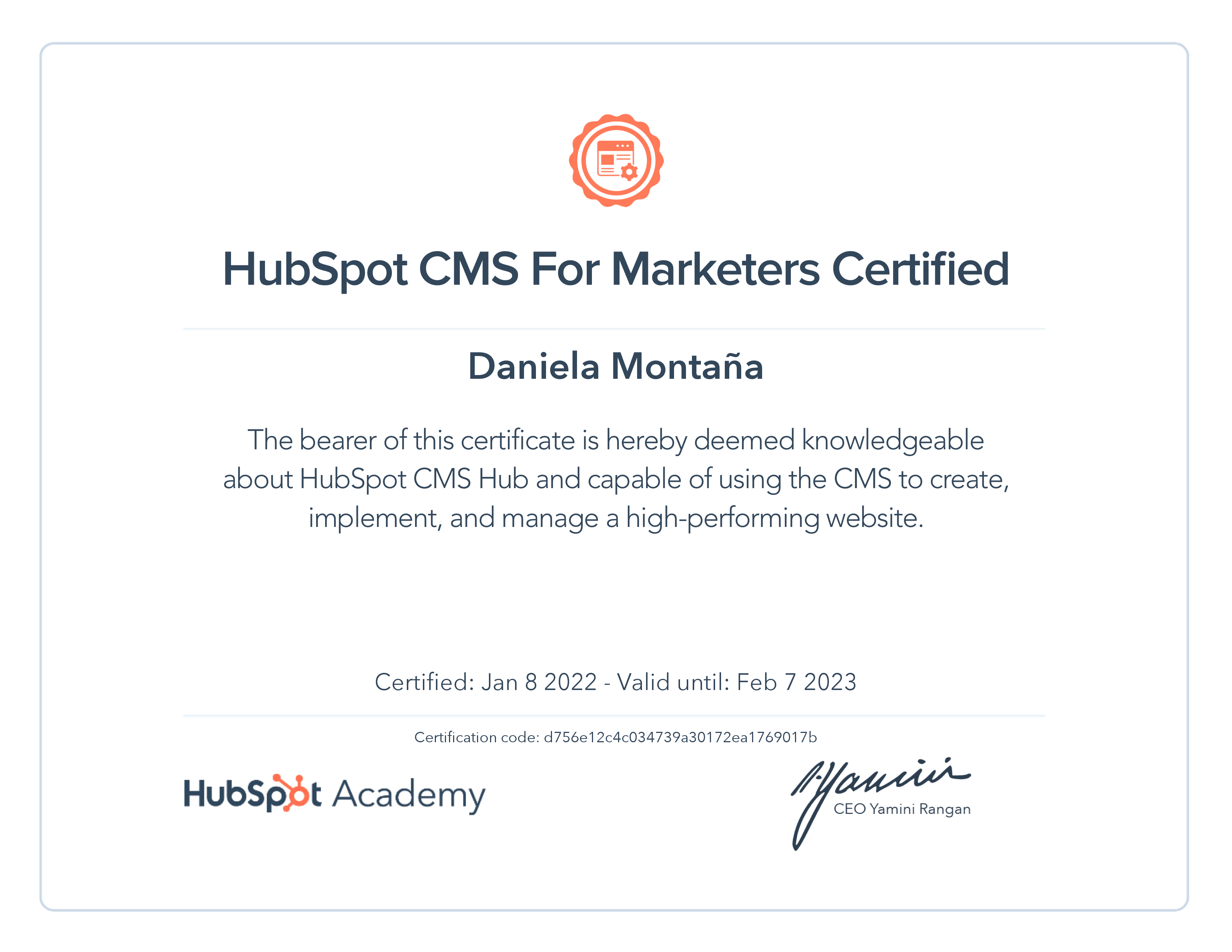 Certificado Hubspot CMS